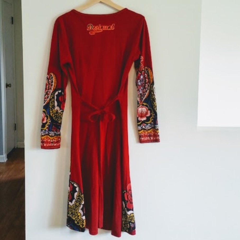 Desigual Long Sleeve Tie Back Floral Dress - Picture 7 of 8